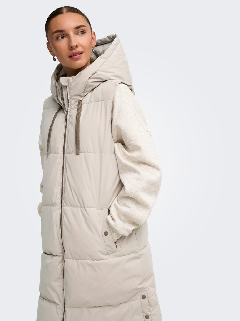 JDY Blair Long Hood Waistcoat | Silver Mink