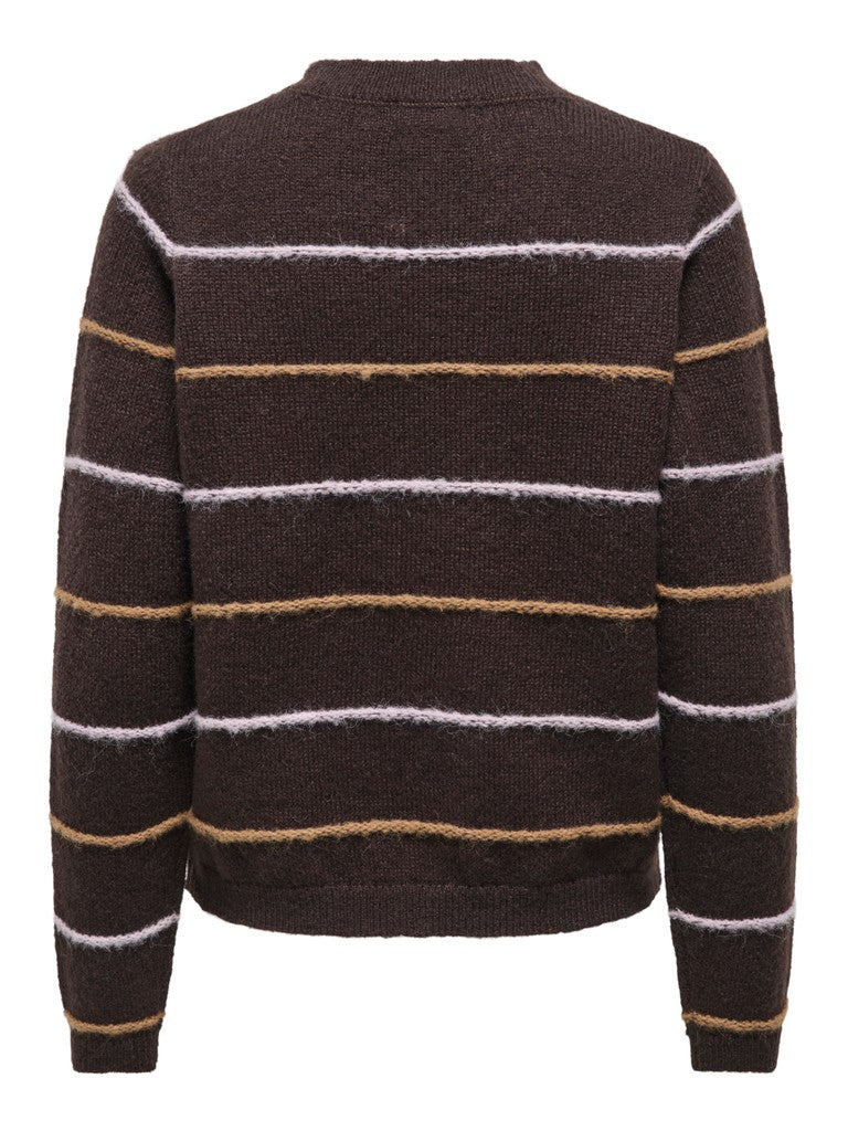 JDY Sigrid Life Striped Knit Struct Pullover | Caffee