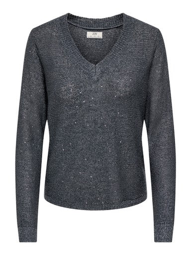 JDY Mia Long Sleeve Sequin Pullover | Dark grey 15379783