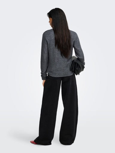 JDY Mia Long Sleeve Sequin Pullover | Dark grey 15379783