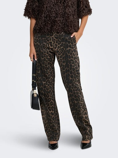 JDY Bay High Waist Barrel Animal Print Pants | Fossil 15379688