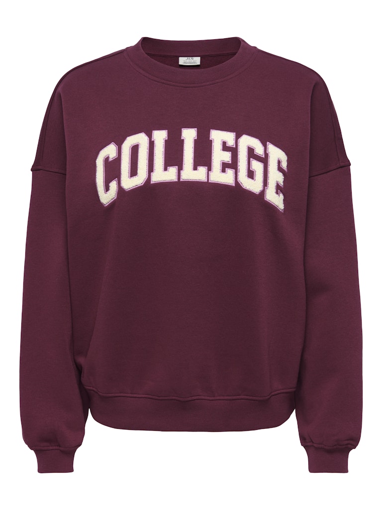 JDY Mesa Embroidered Round Neck Sweatshirt | Wine