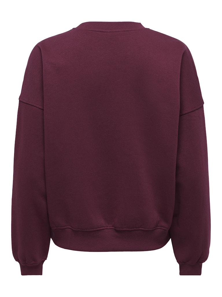 JDY Mesa Embroidered Round Neck Sweatshirt | Wine