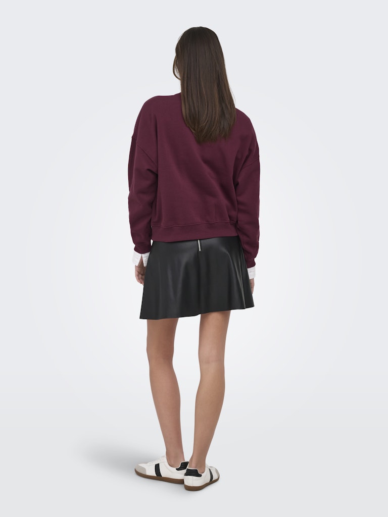 JDY Mesa Embroidered Round Neck Sweatshirt | Wine