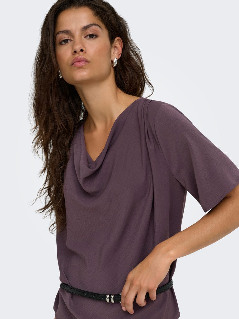 JDY Aya 2/4 Waterfall Blouse | Berry