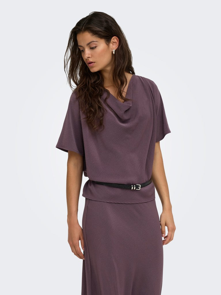 JDY Aya 2/4 Waterfall Blouse | Berry