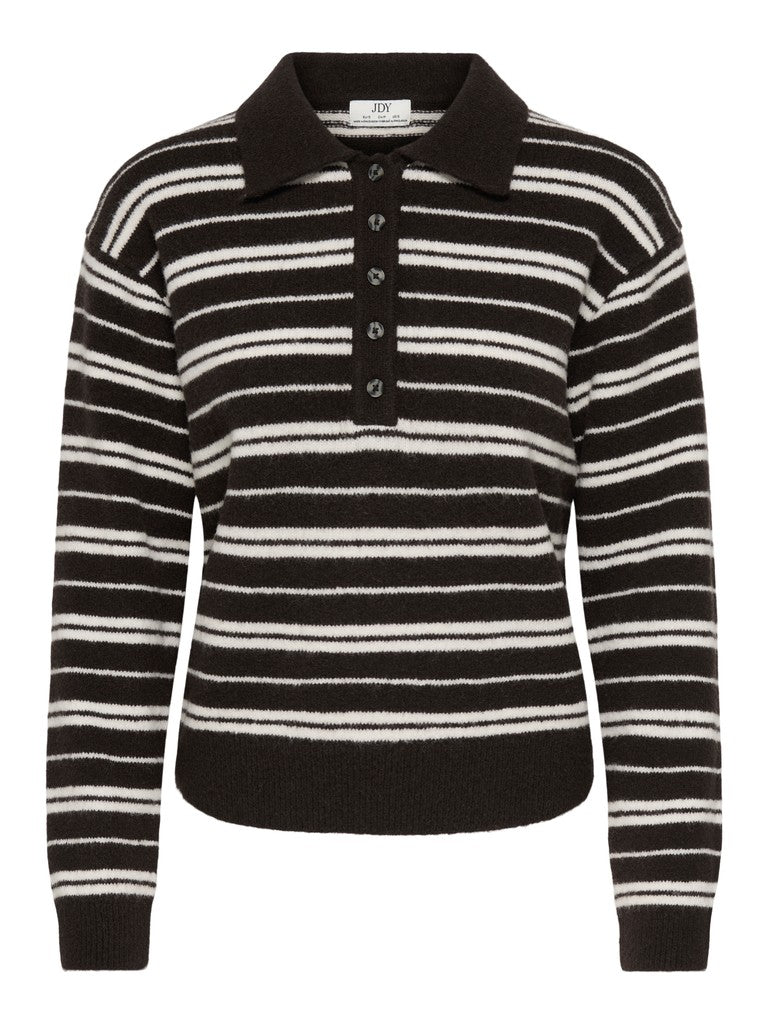 JDY Chloe L/S Polo Pullover | Chocolate
