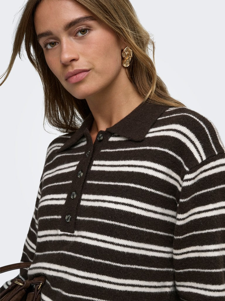 JDY Chloe L/S Polo Pullover | Chocolate
