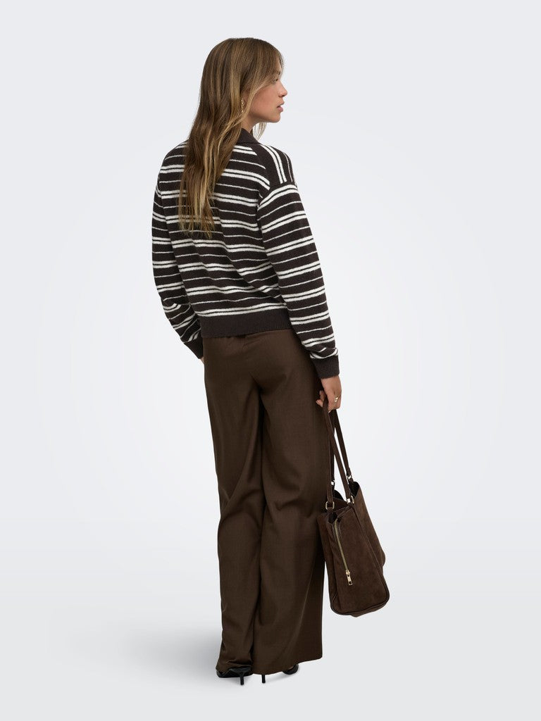 JDY Chloe L/S Polo Pullover | Chocolate