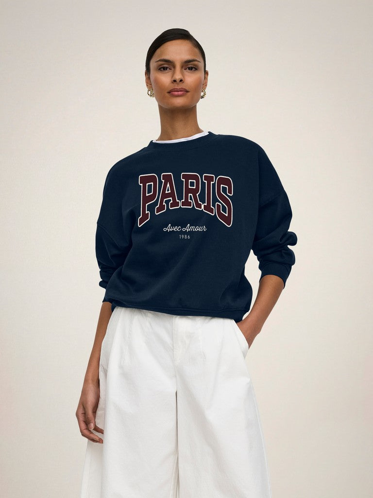 JDY Mesa Embroidered Round Neck Sweatshirt | Sky