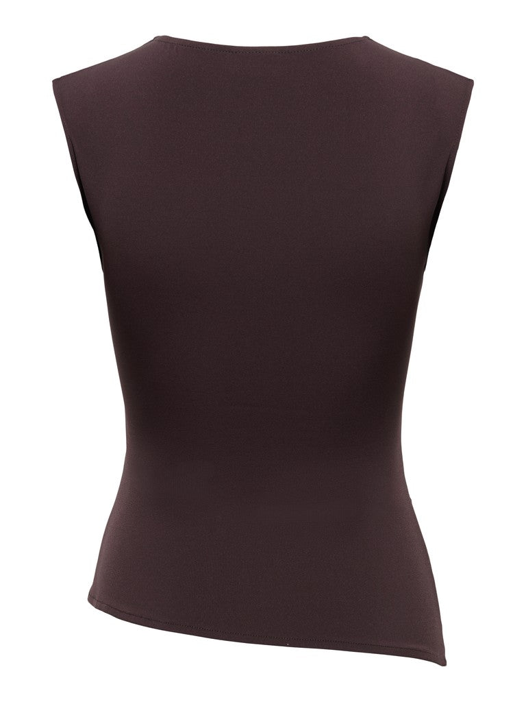 JDY Misty S/L Lace Detail Top | Chocolate