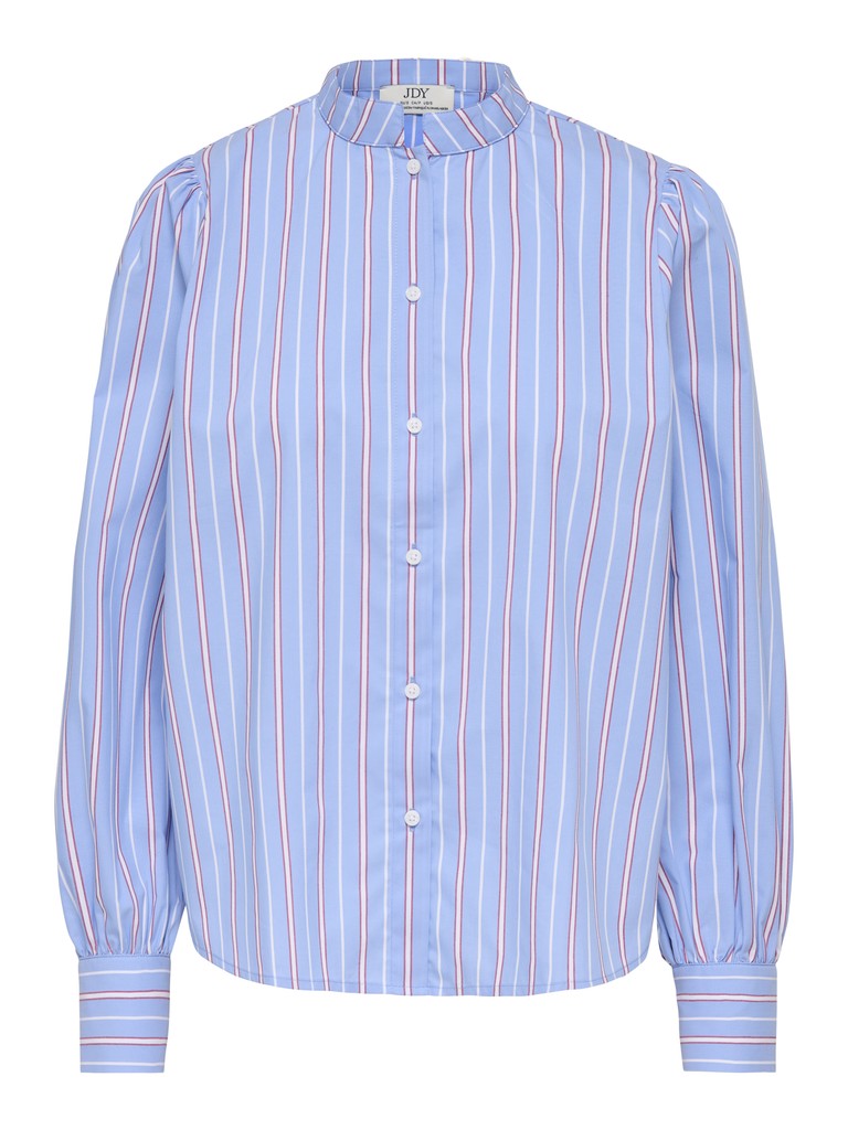 JDY Mio L/S Mandarin Collar Shirt | White Red