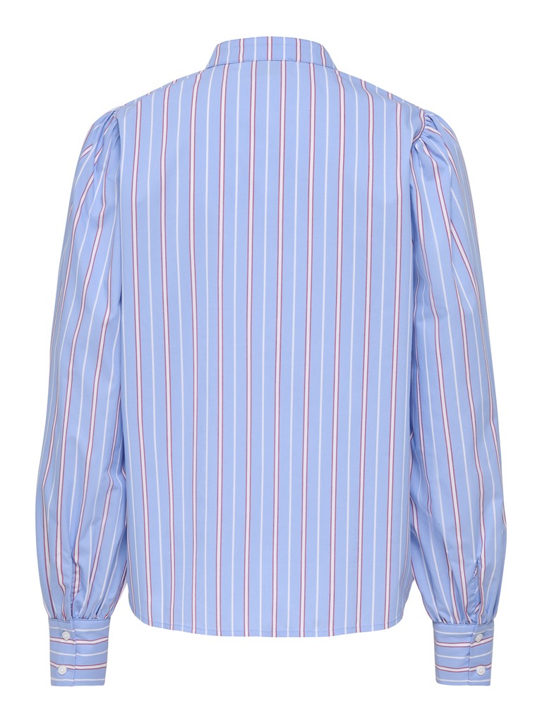 JDY Mio L/S Mandarin Collar Shirt | White Red