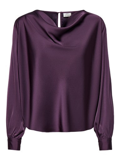 JDY Rocky Long Sleeve Waterfall Top | Plum 15382754