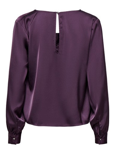 JDY Rocky Long Sleeve Waterfall Top | Plum 15382754