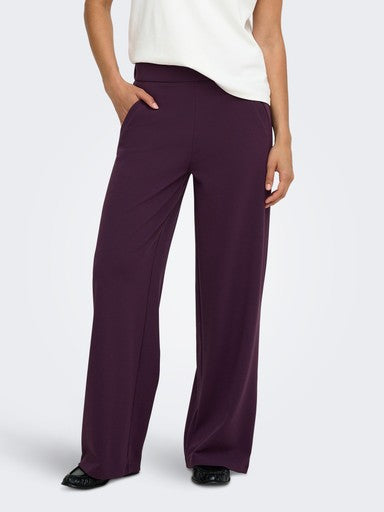 JDY Louisville Catia Life High Waist Wide Leg Trousers | Plum 15221238
