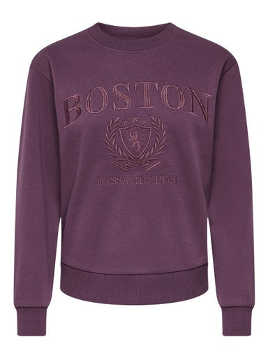 JDY Paris Long Sleeve Embossed Sweatshirt |  Plum 15221015
