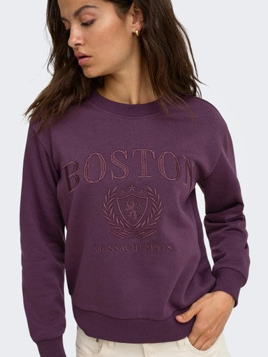 JDY Paris Long Sleeve Embossed Sweatshirt |  Plum 15221015