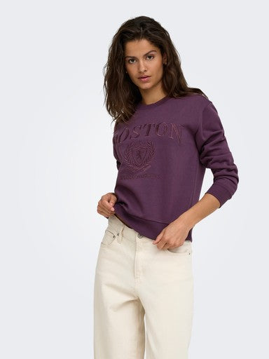 JDY Paris Long Sleeve Embossed Sweatshirt |  Plum 15221015