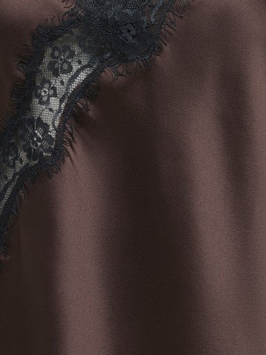 JDY Fifi Sleeveless Asymmetrical Lace Singlet | Chocolate