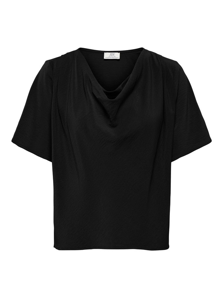 JDY Aya 2/4 Waterfall Blouse | Black