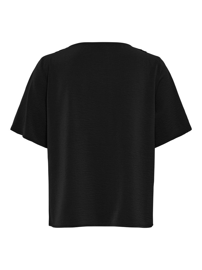 JDY Aya 2/4 Waterfall Blouse | Black