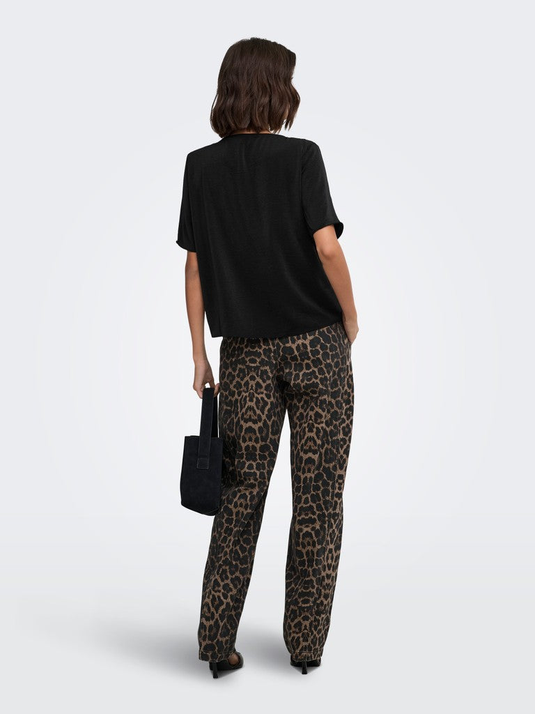 JDY Aya 2/4 Waterfall Blouse | Black