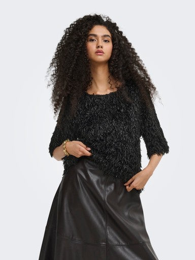 JDY Marta Life Fluffy Top | Black 15380253