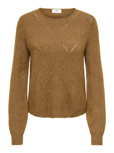 JDY Aspen Long Sleeve Glitter Pullover | Brown 15379763
