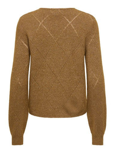 JDY Aspen Long Sleeve Glitter Pullover | Brown 15379763