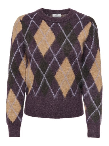 JDY Reese Argyle Pullover | Plum 15385711