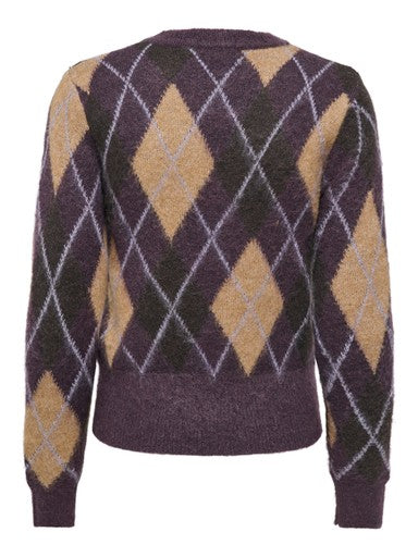 JDY Reese Argyle Pullover | Plum 15385711