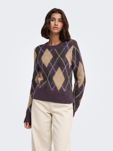 JDY Reese Argyle Pullover | Plum 15385711
