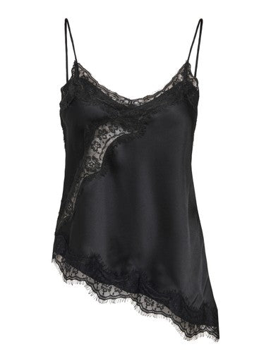 JDY Fifi Sleeveless Asymmetrical Lace Singlet | Black