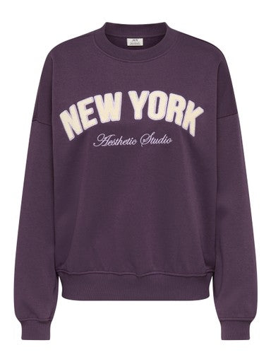 JDY Mesa Embroidered Round Neck Sweatshirt | Plum Perfect