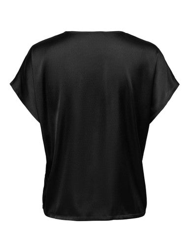 JDY Fifi Short Sleeve V-Neck Top | Black 153835307