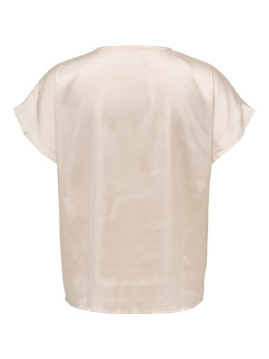 JDY Fifi Short Sleeve V-Neck Top | Pumice Stone 153835307