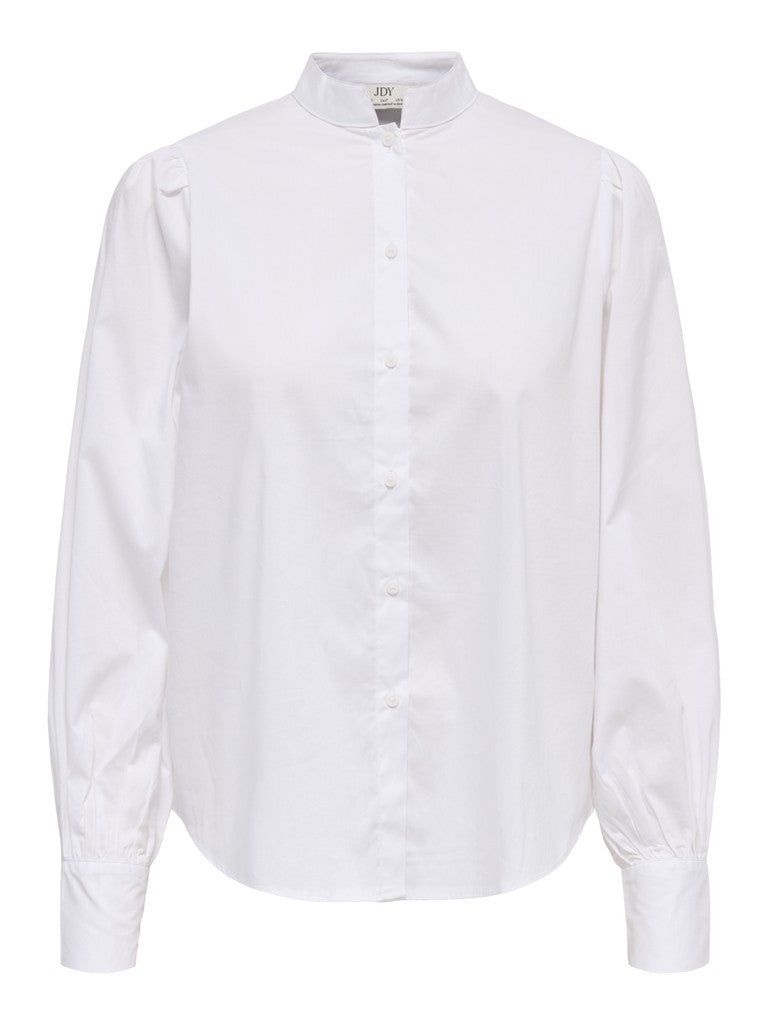 JDY Mio L/S Mandarin Collar Shirt | White