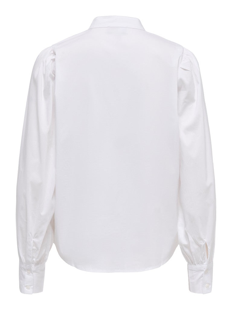 JDY Mio L/S Mandarin Collar Shirt | White