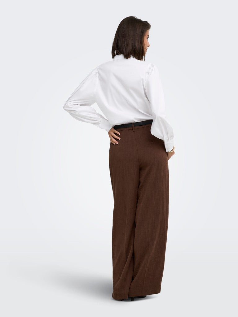 JDY Mio L/S Mandarin Collar Shirt | White