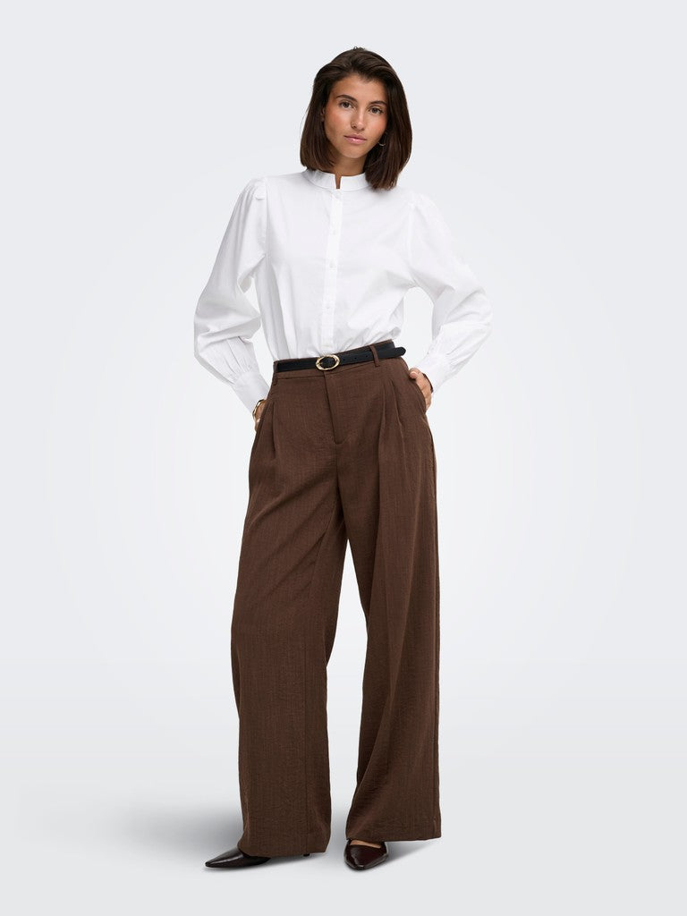 JDY Mio L/S Mandarin Collar Shirt | White