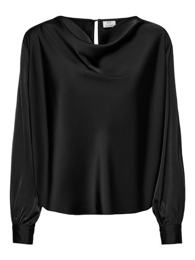 JDY Rocky Long Sleeve Waterfall Top | Black 15382754