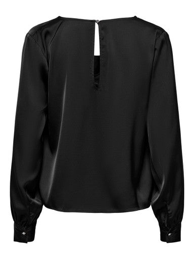 JDY Rocky Long Sleeve Waterfall Top | Black 15382754