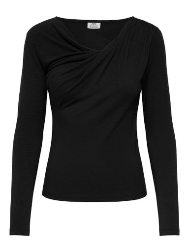 JDY Irena Long Sleeve Waterfall Top | Black 15382786