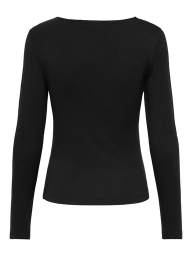JDY Irena Long Sleeve Waterfall Top | Black 15382786