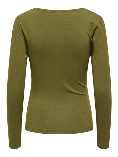 JDY Irena Long Sleeve Waterfall Top | Olive 15382786