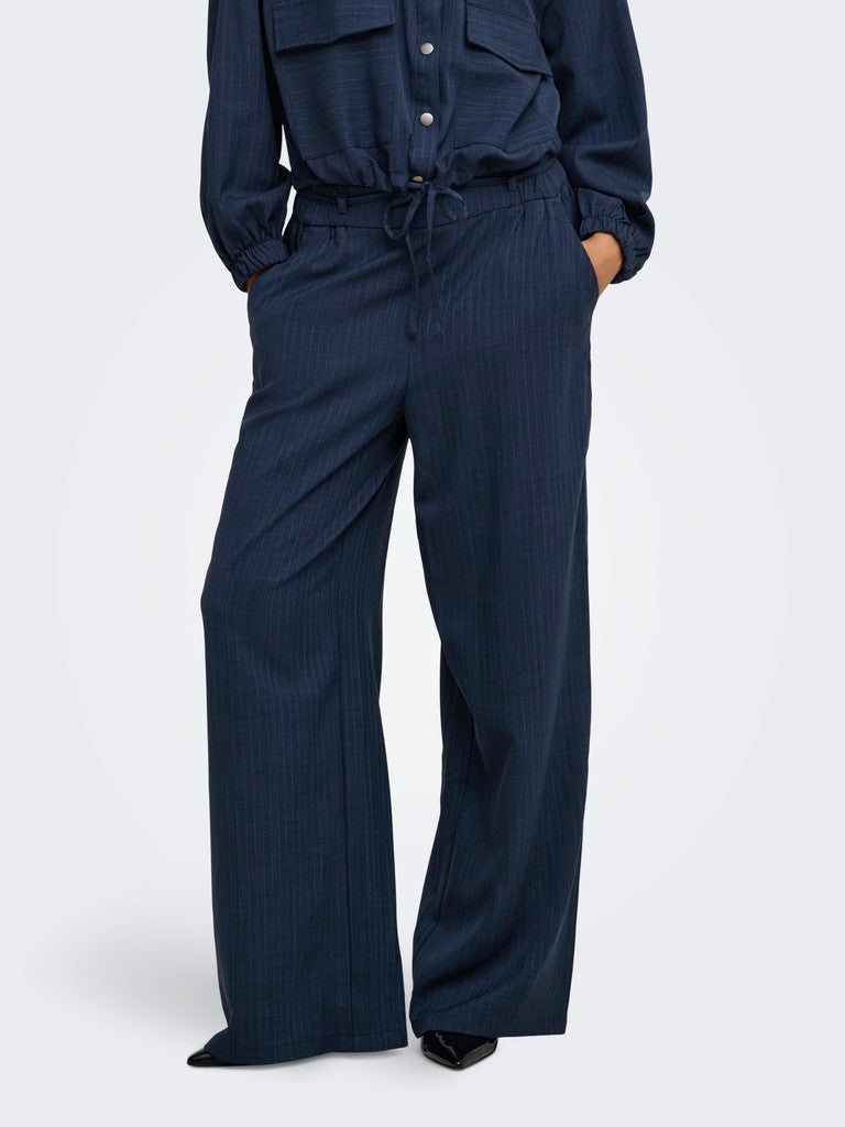 JDY Vesta High Waist Tapered Trousers | Navy