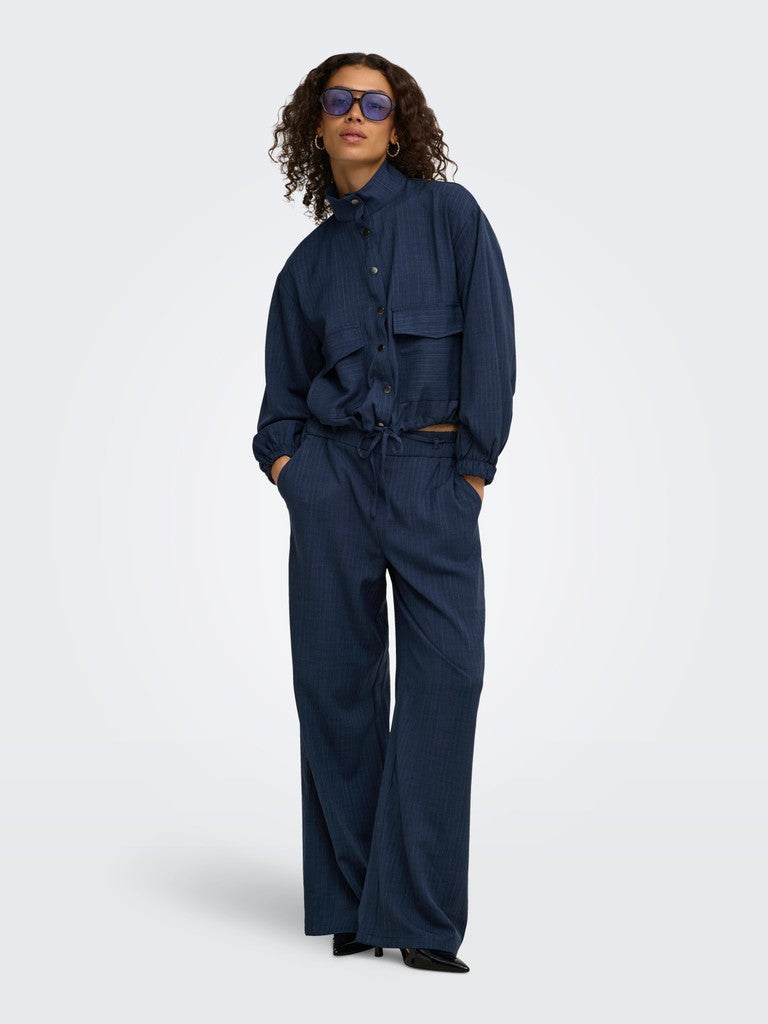 JDY Vesta High Waist Tapered Trousers | Navy