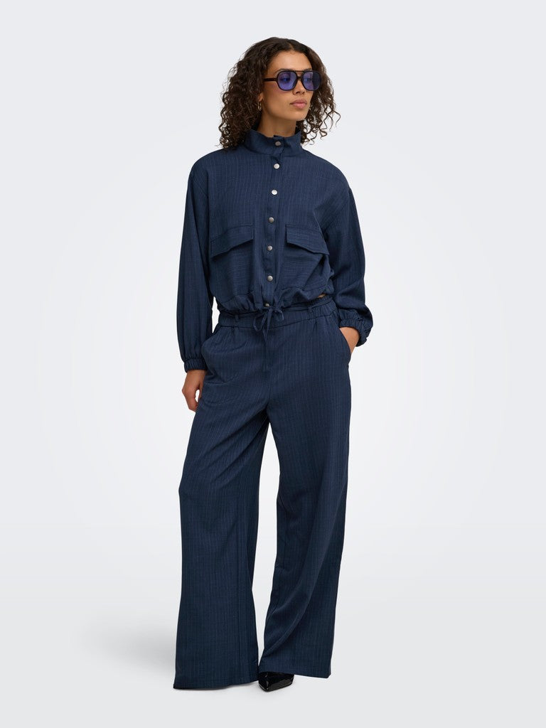 JDY Vesta High Waist Tapered Trousers | Navy