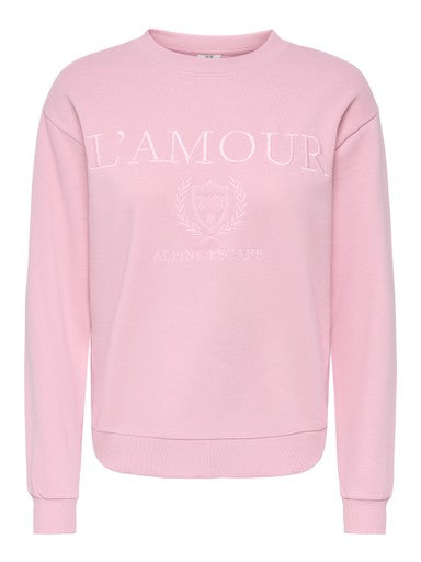 JDY Paris Long Sleeve Embossed Sweatshirt | Pink 15221015